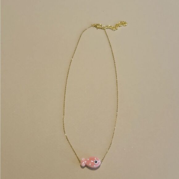 Pink fish Pendant Necklace S890 - Picture 2 of 4